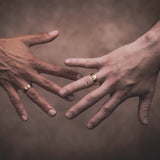 Modern alternative wedding rings in 14k Yellow Gold