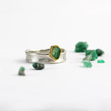 Austrian Emerald from Habachtal! Silver and Gold Ring