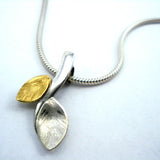 Silver and Gold Pendant: Beautifully handcrafted Leaf design