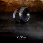 Rough black wedding rings