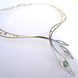 Silver Gold and Opal Collier: - Handmade with exquisite Opals