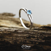 Engagement ring: Handmade 14k White Gold and Aquamarine Split band. 