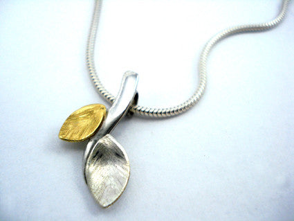 Silver and Gold Pendant: Beautifully handcrafted Leaf design