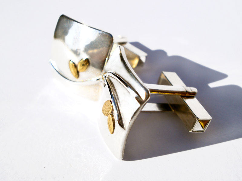 Silver and Gold Cufflinks: Handmade: - Breeze Collection