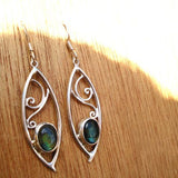 Silver Earrings: - Spirals and Finnish Labradorite