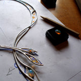 Silver Gold and Opal Collier: - Handmade with exquisite Opals