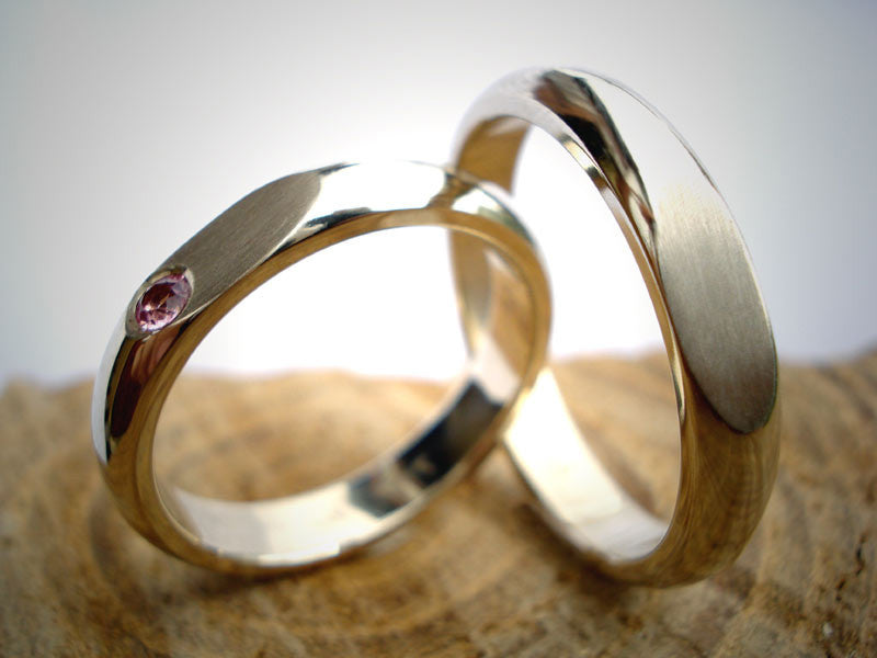 White Gold Infinity Wedding Rings / Tourmaline